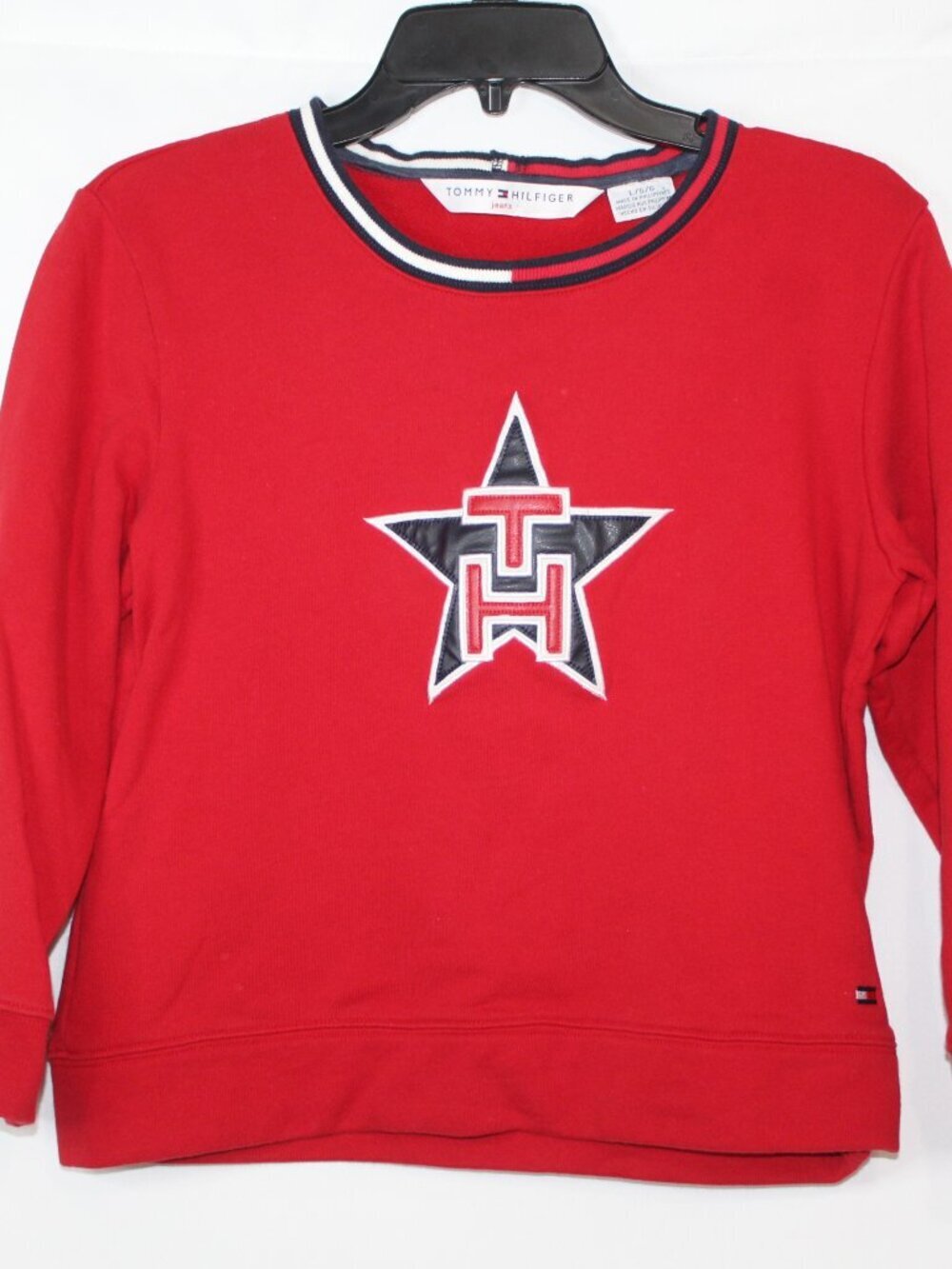 Vintage 2000s Tommy Hilfiger juniors knit red star logo y2k size L crew neck